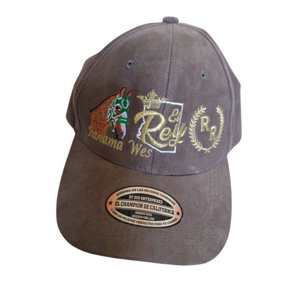 El Champions De California Cap Hat Unisex One Size Brown Suede Horse Embroidered